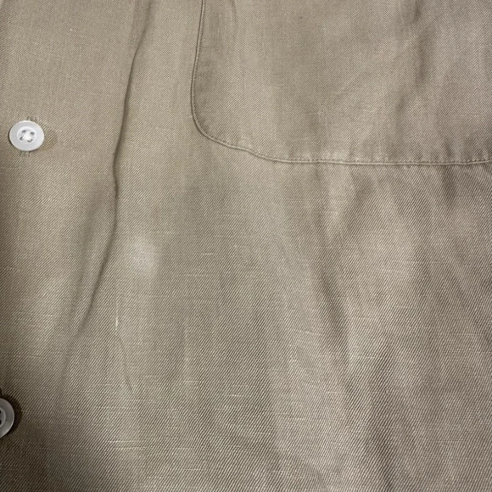 VTG Polo Ralph Lauren‎ Shirt Mens Large Silk Linen Caldwell Loop Camp Collar Tan